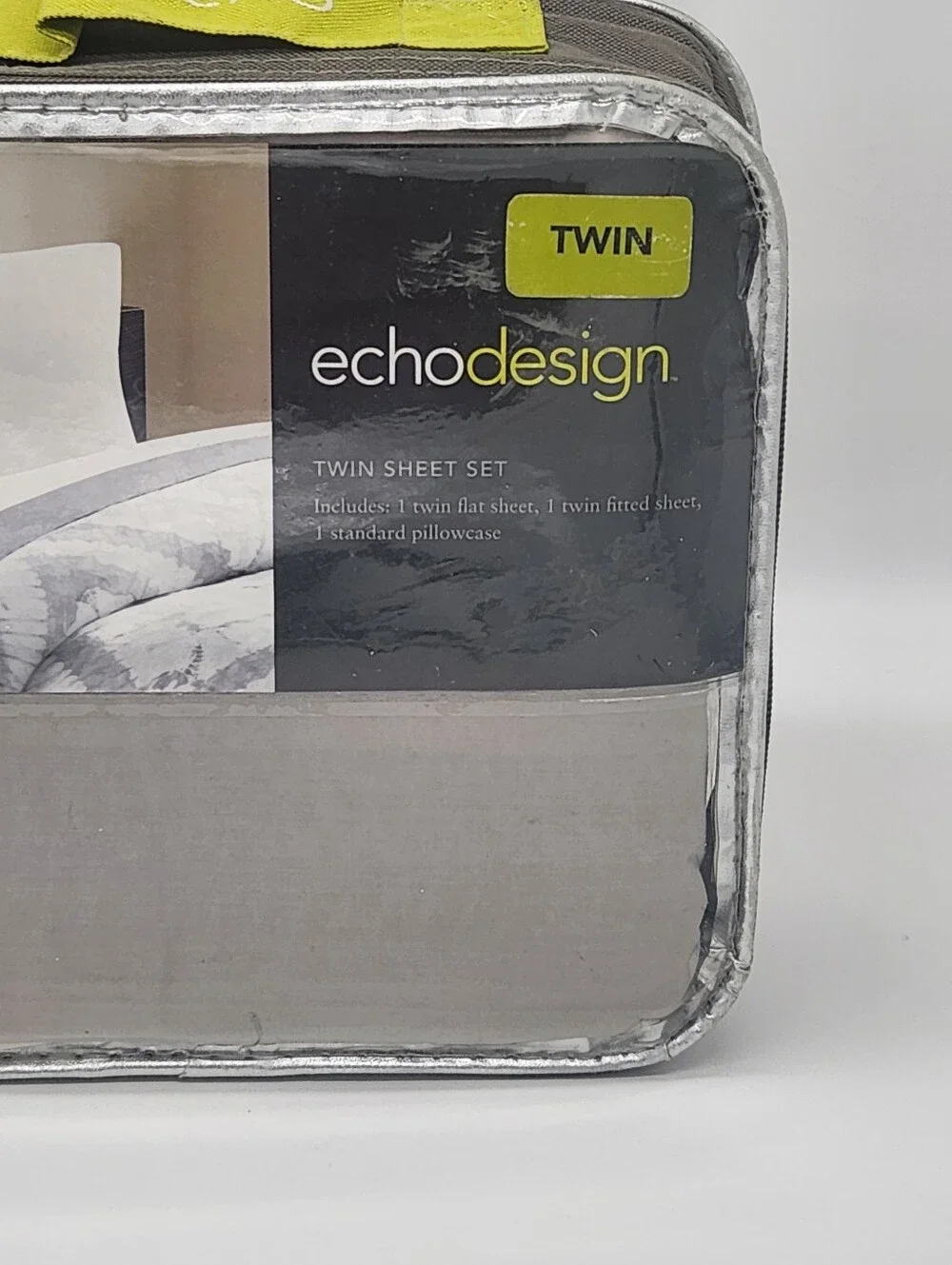 Echo Design Tribal Blocks Twin Sheet Set Cotton Sateen White Grey NEW